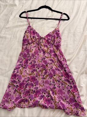 RESA Purple Floral Mini Slip Dress